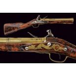 A beautiful and early flintlock blunderbuss with root wood stock