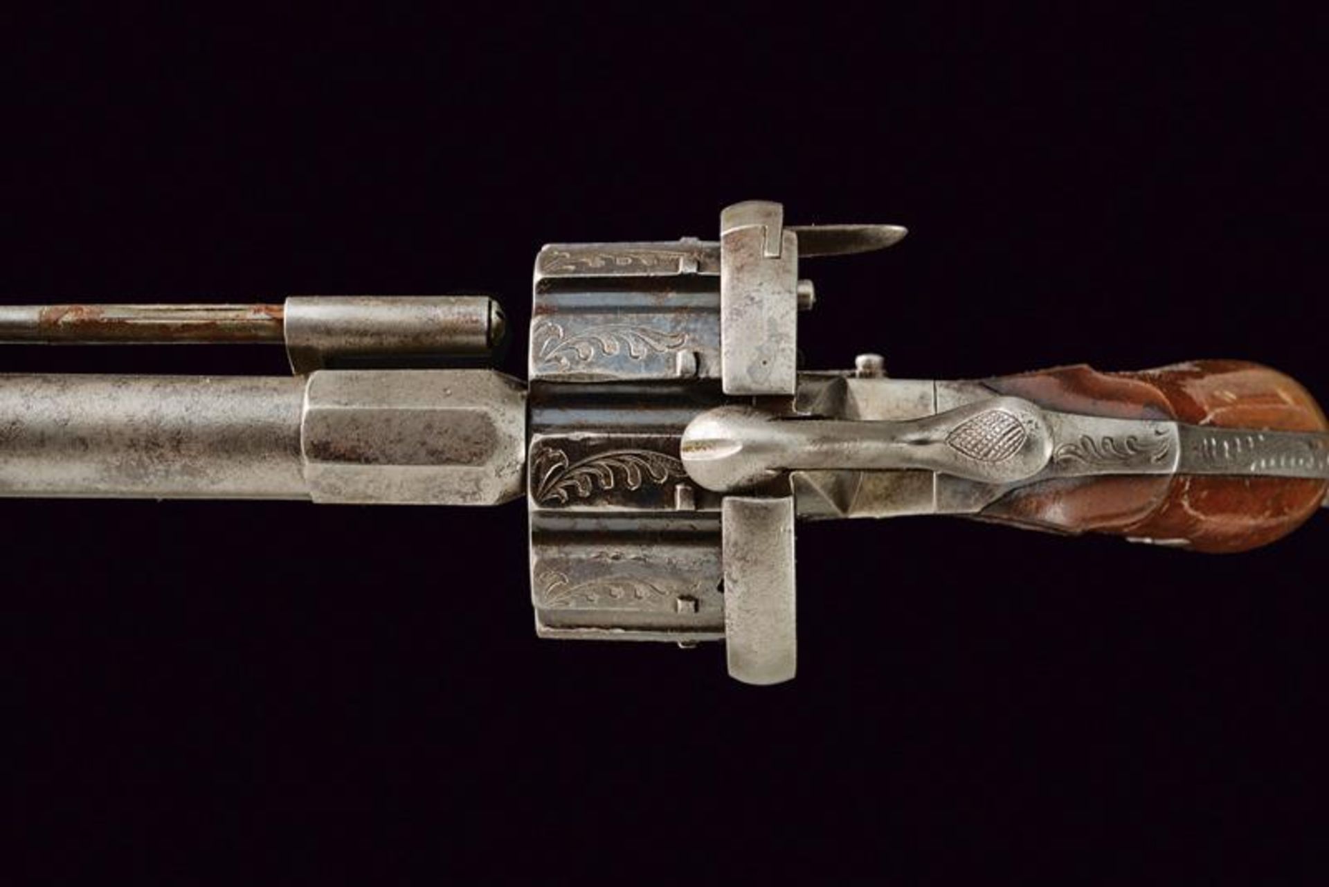 A rare ten-shot pin fire Chaineux revolver - Image 3 of 6