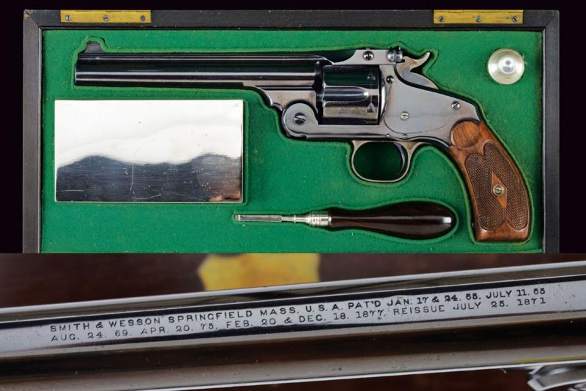 A cased S&W New Model No. 3 Single Action Russian Revolver
