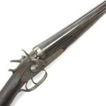 19th century Thomas Horsley's Patent 12-bore side-by-side double barrel hammer shotgun with pull-bac