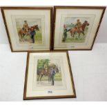 Set of three watercolours of military interest - Northumberland Yeomanry Hussars c1910, Shropshire Y