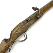 Modern 20-bore matchlock muzzle loading musket, the Moorish style full length hardwood stock with ra