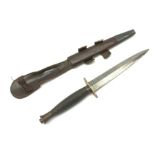 British Fairbairn-Sykes type 3rd pattern Commando fighting knife with unmarked 17cm double edged bla