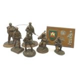 Six Phoenix World Reproductions bronzed figures of soldiers including Special Operations, Law firer,