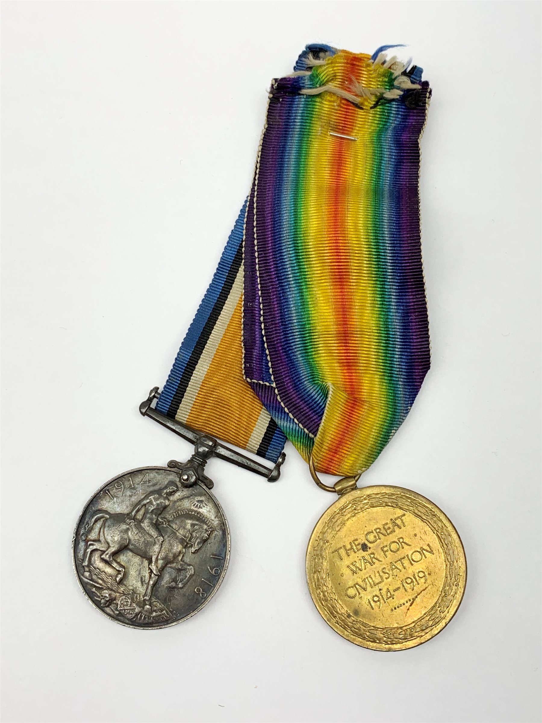 WW1 pair of medals comprising British War Medal and Victory Medal awarded to 151870 Gnr. J.W. Wass R - Image 3 of 8