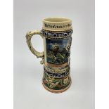 Early 20th century German reservists one litre ceramic beerstein of Naval interest with all over mou