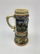 Early 20th century German reservists one litre ceramic beerstein of Naval interest with all over mou