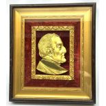 19th century gilt metal portrait plaque of Arthur Wellesley, 1st Duke of Wellington, looking to sini