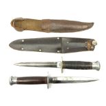 American WW2 type fighting knife the 15cm steel double edged blade marked to the ricasso William Rod