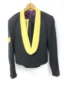 Royal Army Pay Corps sergeant's three-piece mess uniform, black with yellow collar and stripes, by M