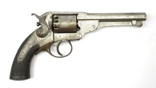 19th century English Kerr's Patent five-shot 54-bore side hammer percussion cap revolver, the 14cm o