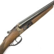 Spanish Stirling 12-bore box lock non-ejector side-by-side double barrel shotgun, the walnut stock w