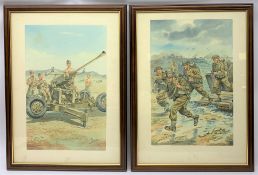 Charles C. Stadden (1919-2002) 'Ack Ack Gun' and 'Normandy Landing', pair of watercolours, signed 43