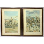 Charles C. Stadden (1919-2002) 'Ack Ack Gun' and 'Normandy Landing', pair of watercolours, signed 43