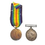 WW1 pair of medals comprising British War Medal and Victory Medal awarded to 74791 Gnr. S.B. Halder