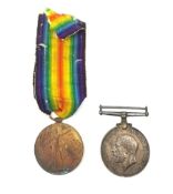 WW1 pair of medals comprising British War Medal and Victory Medal awarded to 74791 Gnr. S.B. Halder