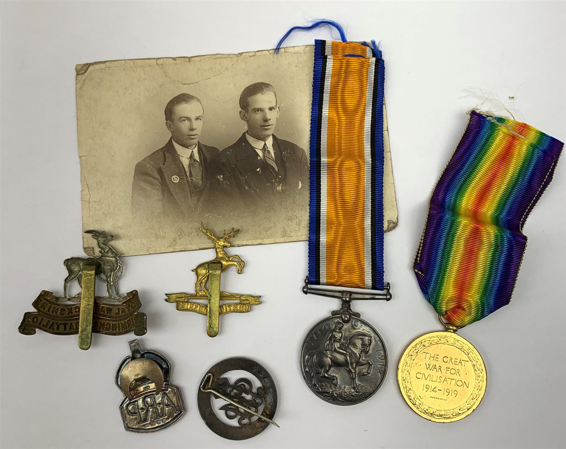 WW1 pair of medals comprising British War Medal and Victory Medal awarded to 1708 Pte.J.A. Hankins H - Image 4 of 4