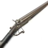 19th century H. Akrill of Beverley 12-bore side-by-side double barrel hammer shotgun with patent act