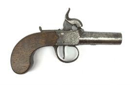 19th century English percussion box lock pocket pistol by Booth Huddersfield with (seized) turn-off