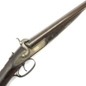 19th century Newton King Street Manchester 12-bore pin-fire side-by-side double barrel hammer shotgu