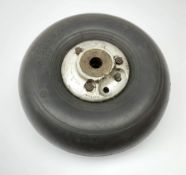 WWII Spitfire/Hurricane pneumatic '4.00 x 3 1/2' tail wheel, aluminium hub with various stamped mark