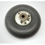 WWII Spitfire/Hurricane pneumatic '4.00 x 3 1/2' tail wheel, aluminium hub with various stamped mark