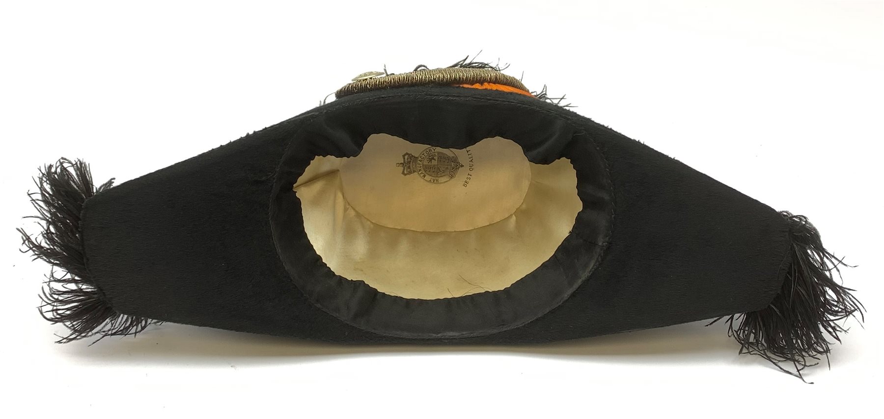 19th century cocked hat, probably French Naval officers, with black moleskin finish and ostrich feat - Image 5 of 7