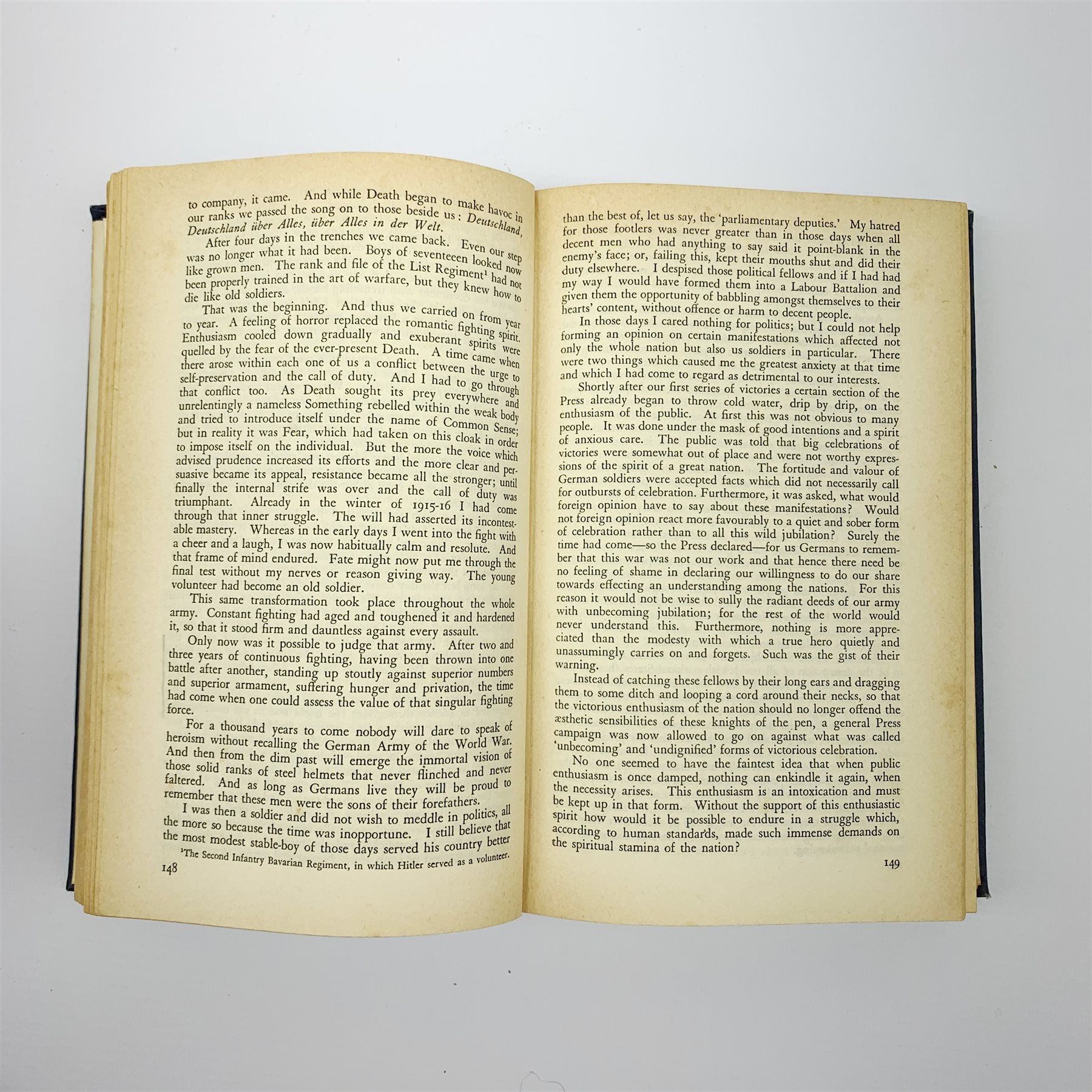 Hitler Adolf: Mein Kampf. 1939 Hurst & Blackett. Two volumes in one. English text. Blue cloth/gilt b - Image 7 of 10