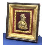 Victorian gilt metal portrait relief plaque of Field Marshal Sir Arthur Wellesley, 1st Duke of Welli