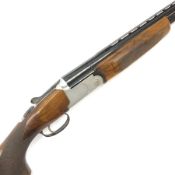 Italian 12-bore box lock ejector over-and-under double barrel shotgun, the walnut stock with chequer