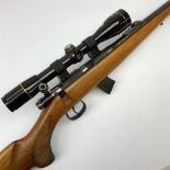 BRNO Model 2-E bolt action .22 rim fire rifle with ten-shot magazine and Nikko Stirling 6x scope, ba