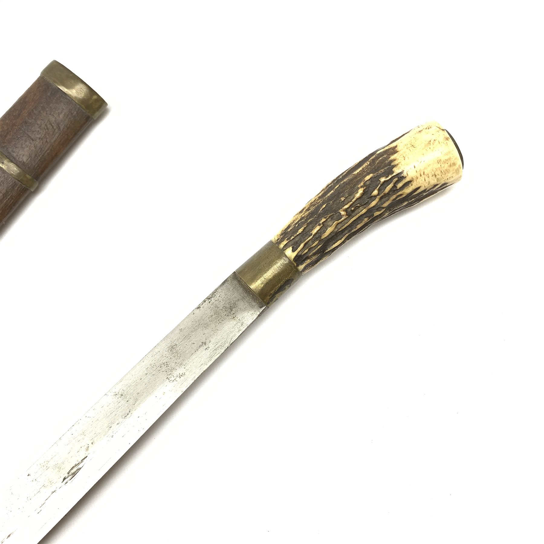 Continental hunting knife in the Khyber style with 49cm single edged steel blade and brass mounted s - Image 2 of 3