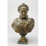 After R. Nannini, large bronzed spelter head and shoulder bust of Napoleon wearing a laurel wreath,