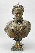 After R. Nannini, large bronzed spelter head and shoulder bust of Napoleon wearing a laurel wreath,