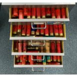 Approximately nine hundred shotgun cartridges, various ages, gauges and makers, contained in grey st