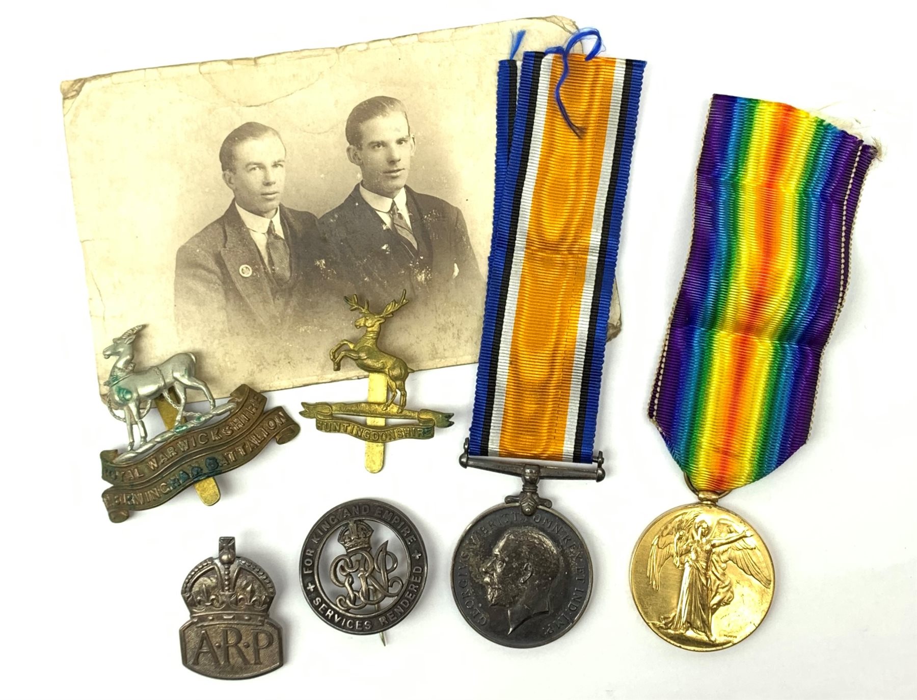 WW1 pair of medals comprising British War Medal and Victory Medal awarded to 1708 Pte.J.A. Hankins H