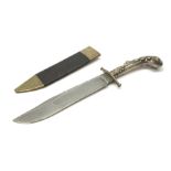Large Bowie knife, the 20cm steel blade marked R. Coope(r?) Sheffield England, with plated crosspiec