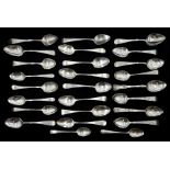 Twenty-six Georgian and later silver teaspoons, mostly Old English pattern, hallmarked, approx 10.5o