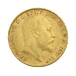 King Edward VII 1908 gold half sovereign coin