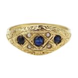 9ct gold sapphire and pearl ring, hallmarked