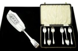 George IV silver fish knife by William Knight II, London 1825 and a set of six teaspoons by James Di