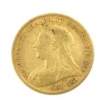 Queen Victoria 1900 gold half sovereign coin