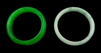 Apple green jade bangle and one other jade bangle