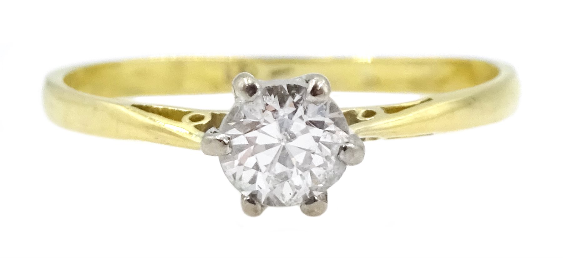 Gold single stone diamond ring, stamped 18, diamond approx 0.30 carat