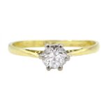 Gold single stone diamond ring, stamped 18, diamond approx 0.30 carat