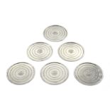 Set of six Danish silver coasters by Georg Jensen No. 193 all stamped, approx 4oz