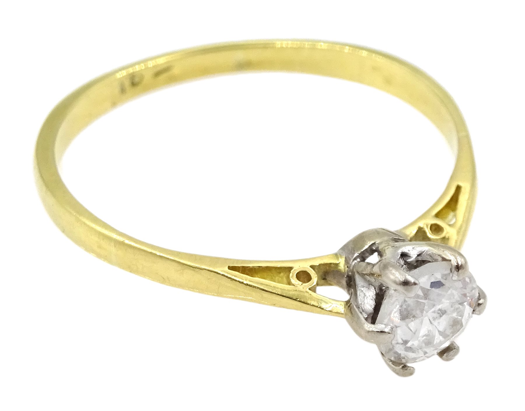 Gold single stone diamond ring, stamped 18, diamond approx 0.30 carat - Image 2 of 3