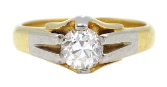 Gold gentleman's single stone diamond ring, stamped 18ct Plat, diamond approx 0.60 carat