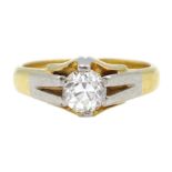 Gold gentleman's single stone diamond ring, stamped 18ct Plat, diamond approx 0.60 carat