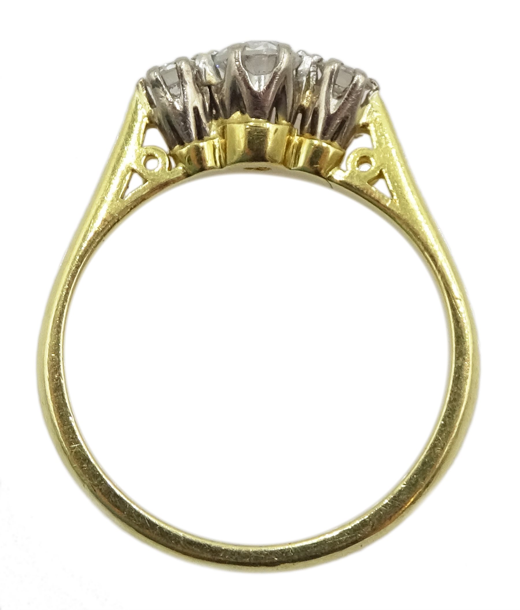 18ct gold three stone round brilliant cut diamond ring, Birmingham 1989, total diamond weight 0.26 c - Image 4 of 4